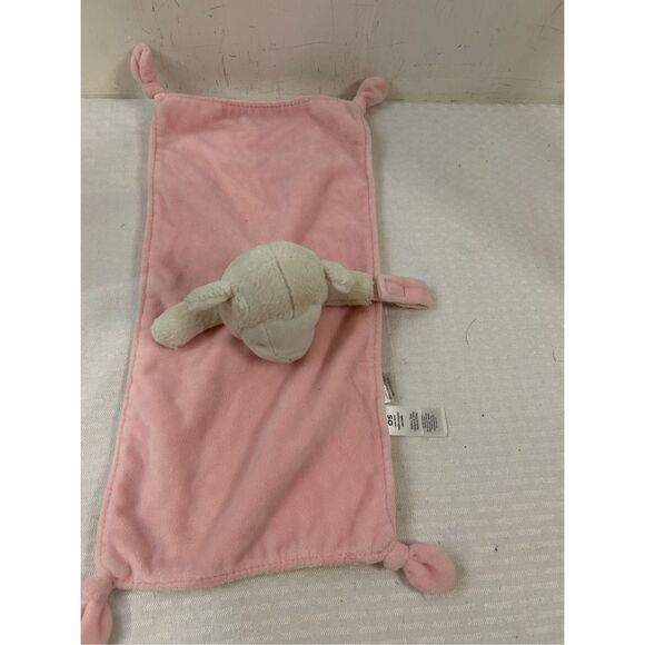 Carters OS Pink/White rattle plush lamb blankie blanket 16x7.5" - Picture 1 of 7